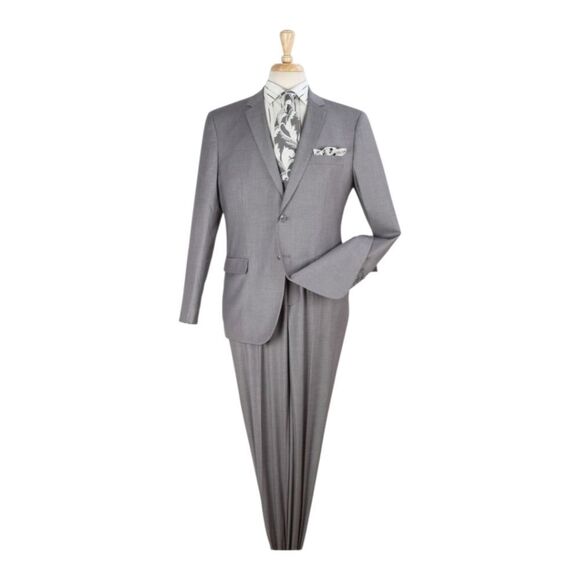 APOLLO KING MEN'S 2 PIECE MODERN FIT LIGHT GRAY EXECUTIVE SUIT. 5604 - Picture 2 of 2